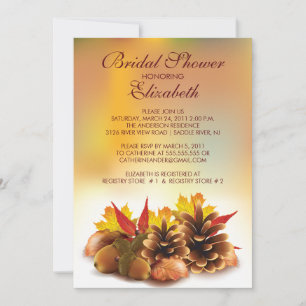 Autumn Fall Pinecones Bridal Shower Invitation