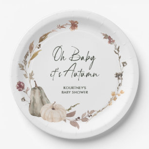 Autumn Fall Pumpkin Baby Shower Paper Plate