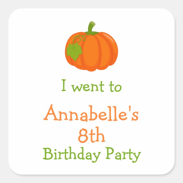 Autumn Fall Pumpkin Birthday 'I went to' Stickers (Front)