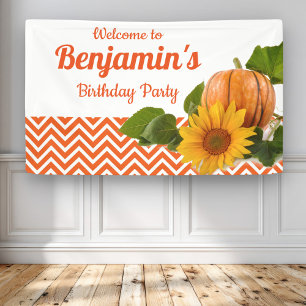 Autumn Fall Pumpkin Birthday Party Banner