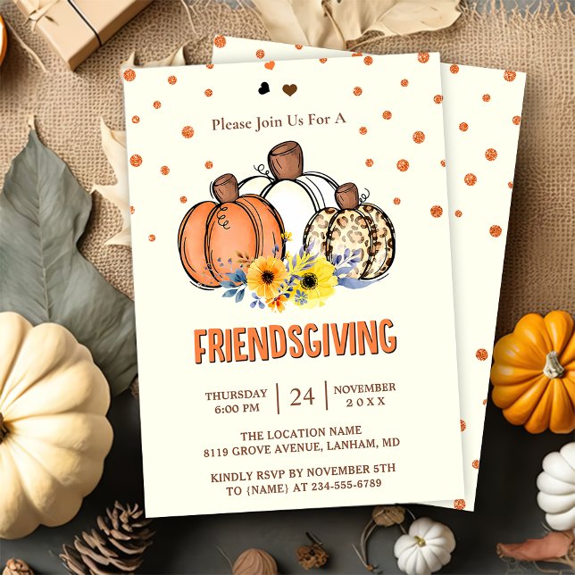 Autumn Fall Pumpkin Friendsgiving Dinner Party  Invitation (Creator Uploaded)
