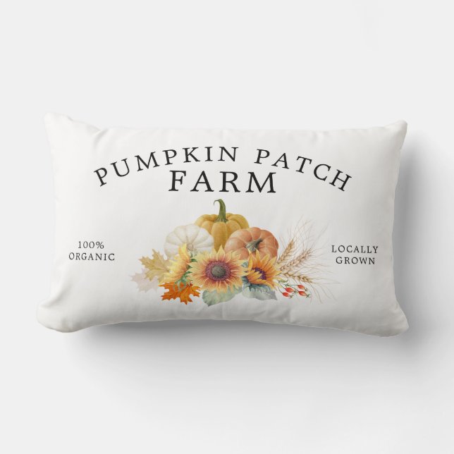 Autumn Fall Pumpkin Patch Farm Farmhouse Lumbar Cushion (Front)
