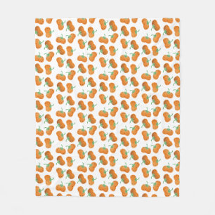 Autumn Fall Pumpkin Pattern Orange Green Fleece Blanket