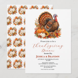 Autumn Fall Pumpkin Turkey Thanksgiving Dinner Invitation