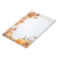 Autumn / Fall pumpkins and leaves unlined note pad