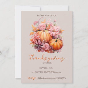 Autumn Fall Pumpkins Thanksgiving Dinner Invitation