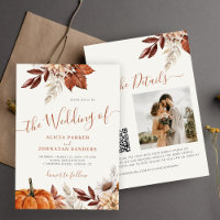 Autumn fall QR code boho botanical wedding