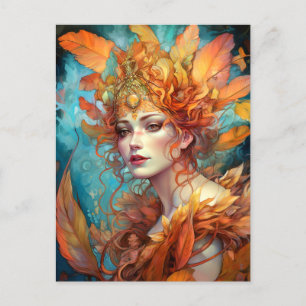 Autumn Fall Queen Goddess Fantasy Art Postcard