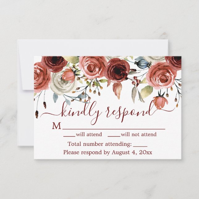 Autumn Fall Rust Floral Wedding Thank You Card (Front)