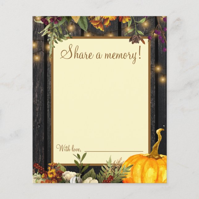 Autumn fall rustic 80 years birthday memory card (Front)