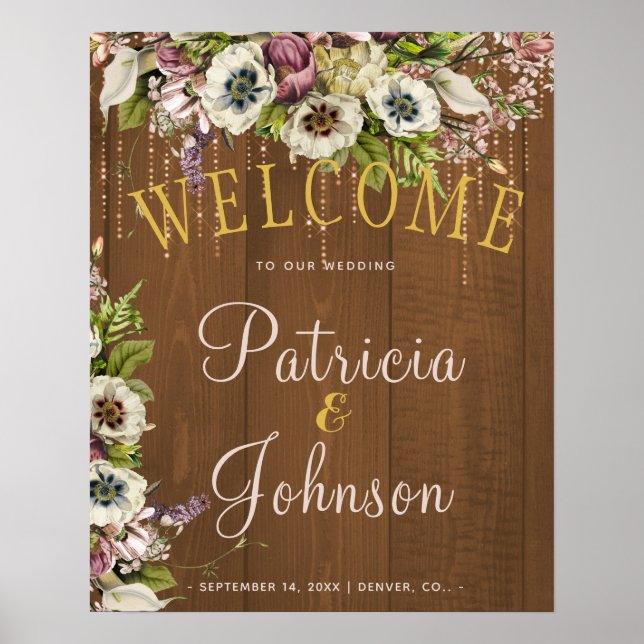 Autumn fall rustic barn wood wedding welcome sign (Front)