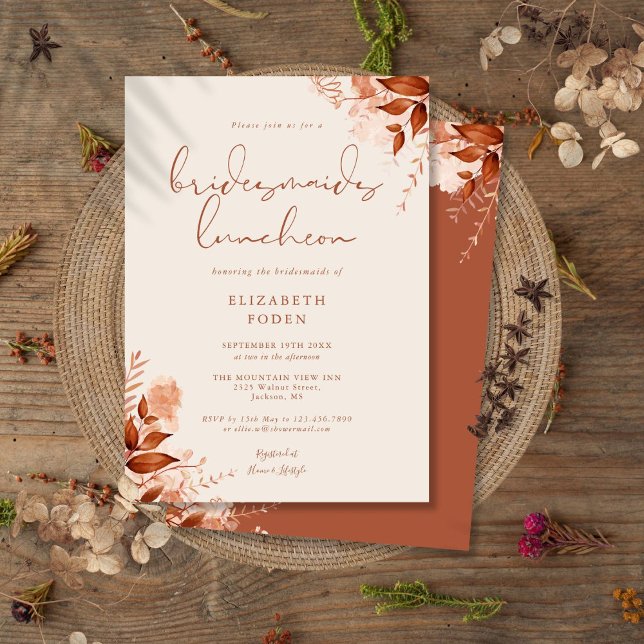 Autumn Fall Rustic Floral Bridesmaids Luncheon Invitation (Autumn Fall Rustic Floral Bridesmaids Luncheon Invitation)