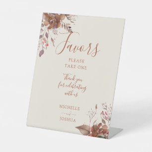Autumn Fall Rustic Floral Elegant Script Favours Pedestal Sign