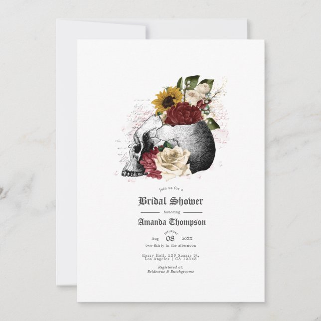 Autumn Fall Rustic Floral Gothic Bridal Shower Invitation (Front)