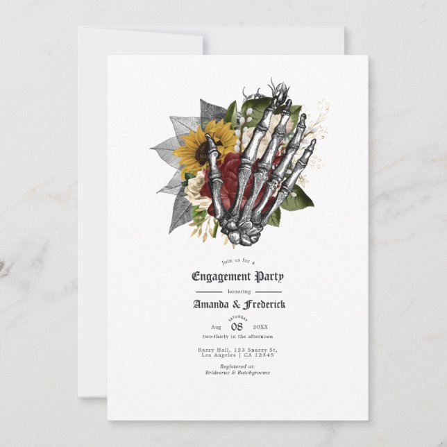 Autumn Fall Rustic Floral Gothic Engagement Party Invitation (Front)