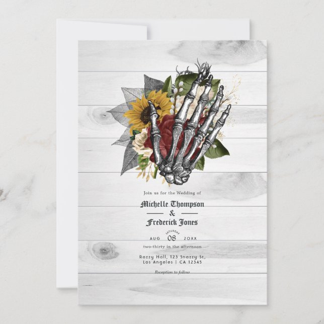 Autumn Fall Rustic Floral Gothic Wedding Invitation (Front)