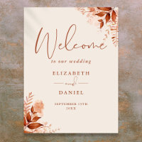 Autumn Fall Rustic Floral Wedding Welcome Sign