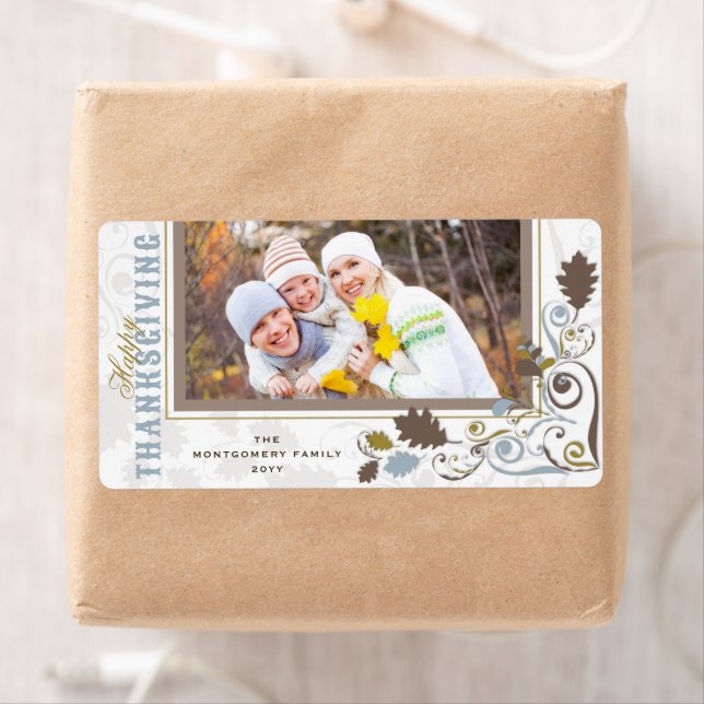 Autumn Fall Rustic Leaves Happy Thanksgiving Photo (Insitu)