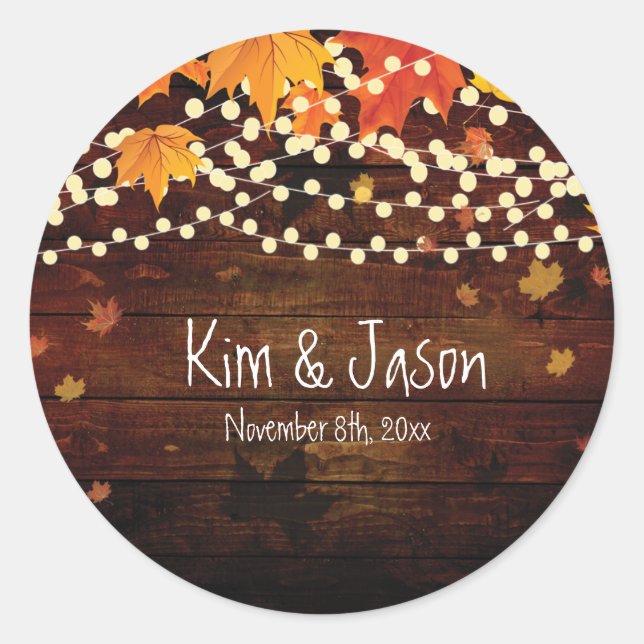 Autumn Fall Rustic Lights Country Favour Stickers (Front)
