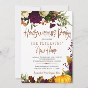 Autumn fall rustic modern typography housewarming announcement