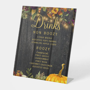 Autumn fall rustic wood wedding dessert sign