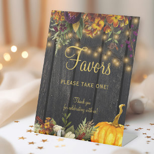 Autumn fall rustic wood wedding favours sign