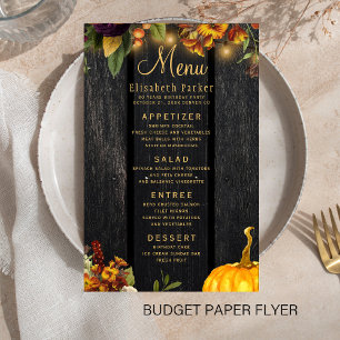 Autumn fall rustic wood wedding menu