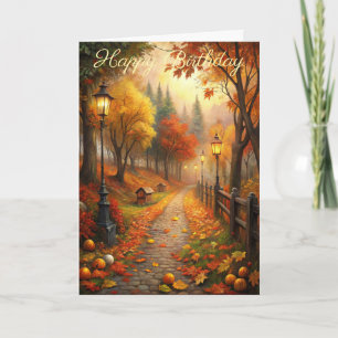 Autumn Fall Scene Birthday Card
