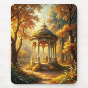 Autumn Fall Scene With Gazebo Mouse Mat