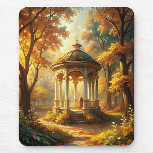 Autumn Fall Scene With Gazebo Mouse Mat (Front)