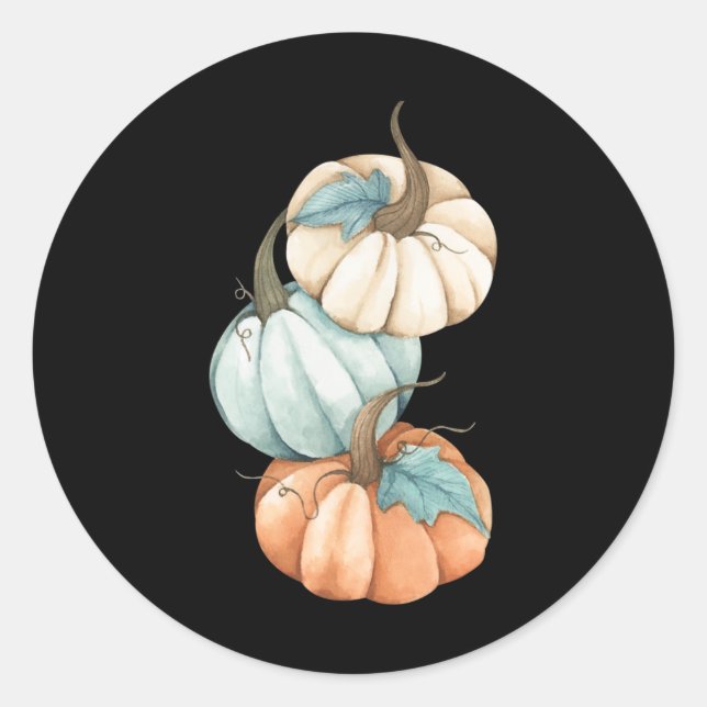 Autumn Fall Season Cute Coloured Pastel Pumpkin  Classic Round Sticker (Front)