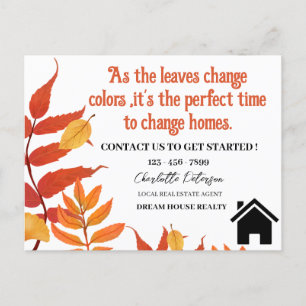Autumn Fall Season Real Estate Farming Marketing Postcard
