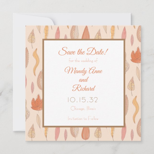 Autumn Fall Season Wedding  Save The Date (Front)