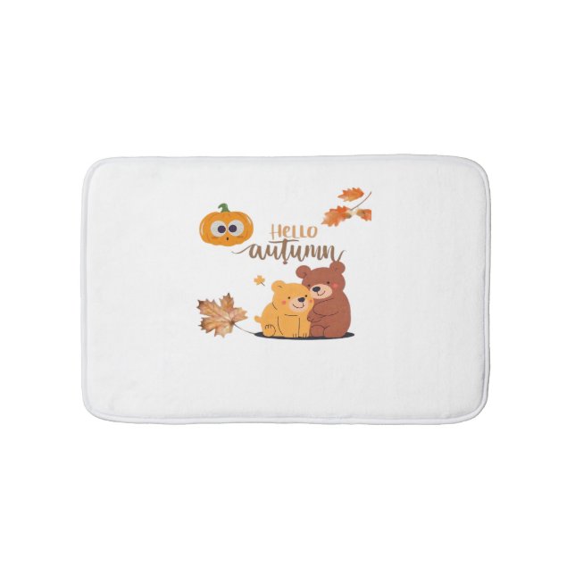 Autumn Fall Shirt, Thanksgiving Shirt, Fall Pumpki Bath Mat (Front)