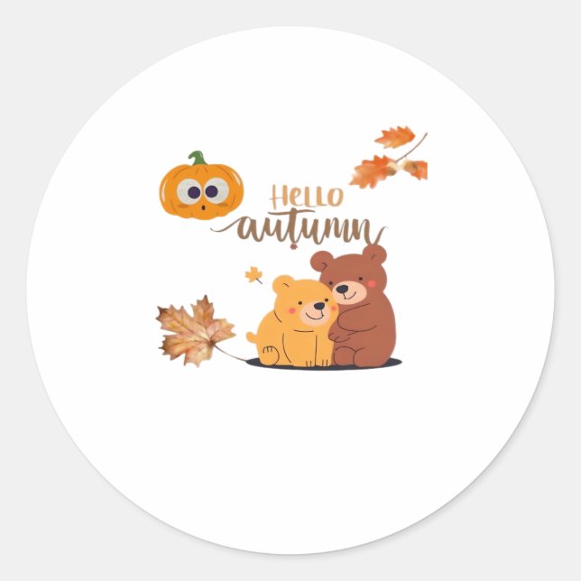 Autumn Fall Shirt, Thanksgiving Shirt, Fall Pumpki Classic Round Sticker (Front)