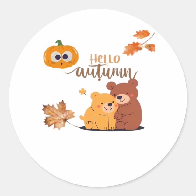 Autumn Fall Shirt, Thanksgiving Shirt, Fall Pumpki Classic Round Sticker (Front)