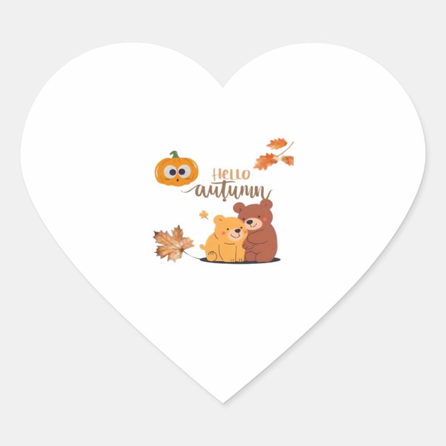 Autumn Fall Shirt, Thanksgiving Shirt, Fall Pumpki Heart Sticker (Front)