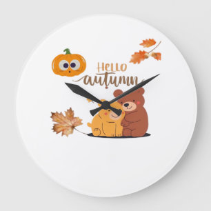 Autumn Fall Shirt, Thanksgiving Shirt, Fall Pumpki Large Clock