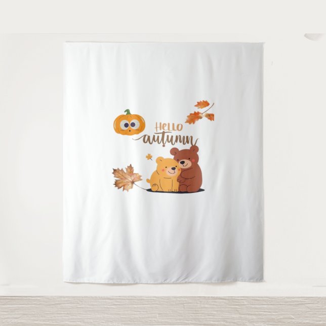 Autumn Fall Shirt, Thanksgiving Shirt, Fall Pumpki Tapestry (Front)