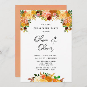 Autumn Fall Spice Peony Engagement Party Invitation