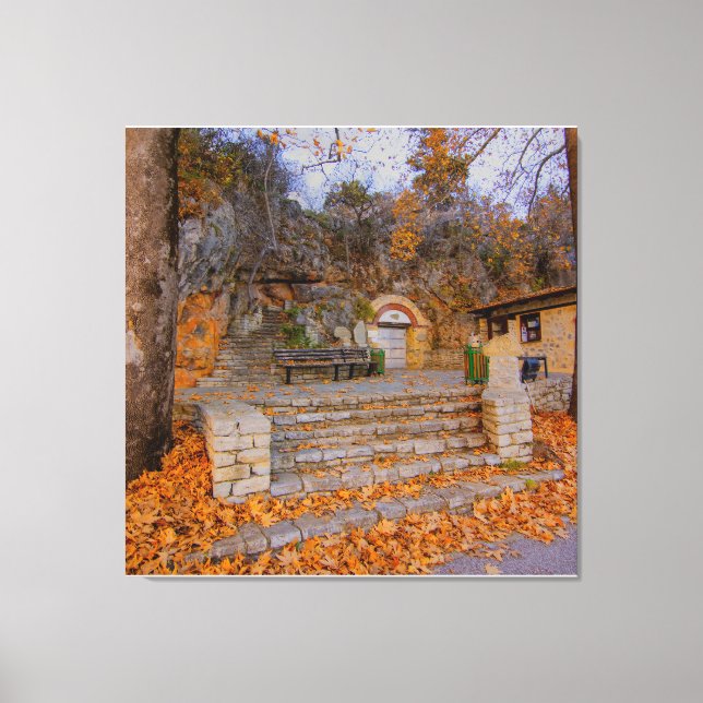 Autumn Fall Stone Leaves Nature Tree Colourful    Canvas Print (Front)
