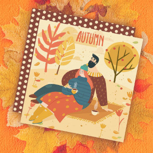 Autumn Fall Sunflower Greeting Flat Card