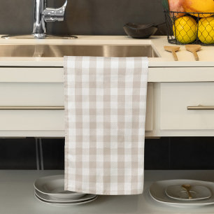 Autumn Fall Tan Buffalo Check Pattern Tea Towel