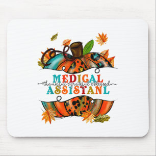 Autumn Fall Tees Medical Istant Thankful Grateful  Mouse Mat