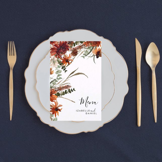 Autumn Fall Terracotta Floral Wedding Menu (Creator Uploaded)