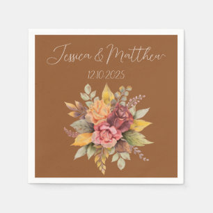Autumn Fall Terracotta Rustic Watercolor Wedding Napkin