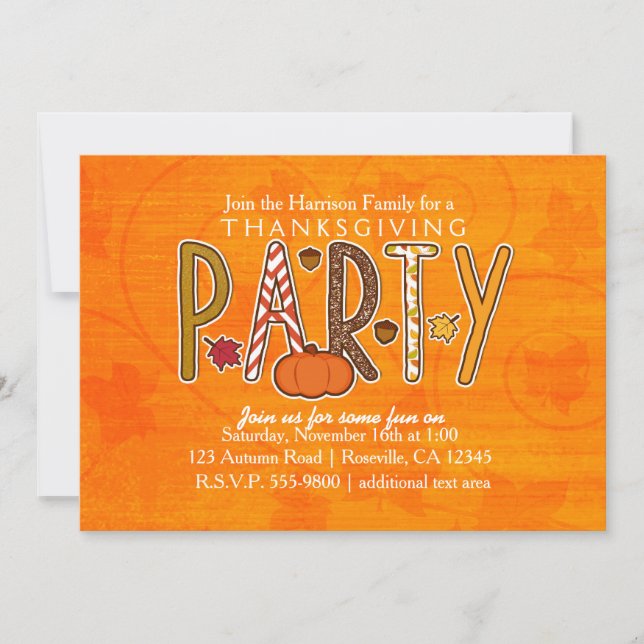 Autumn Fall Thanksgiving Birthday Party Invitation (Front)