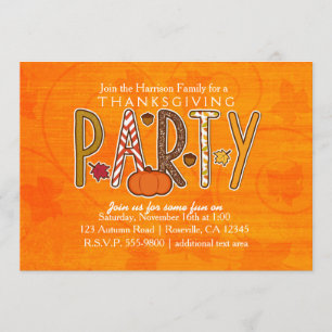 Autumn Fall Thanksgiving Birthday Party Invitation