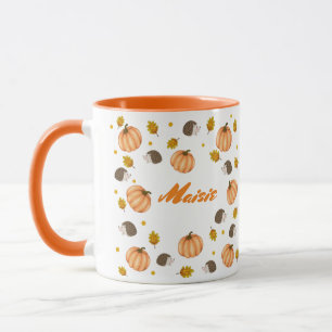 Autumn Fall Thanksgiving Hedgehogs and Pumpkins Mug