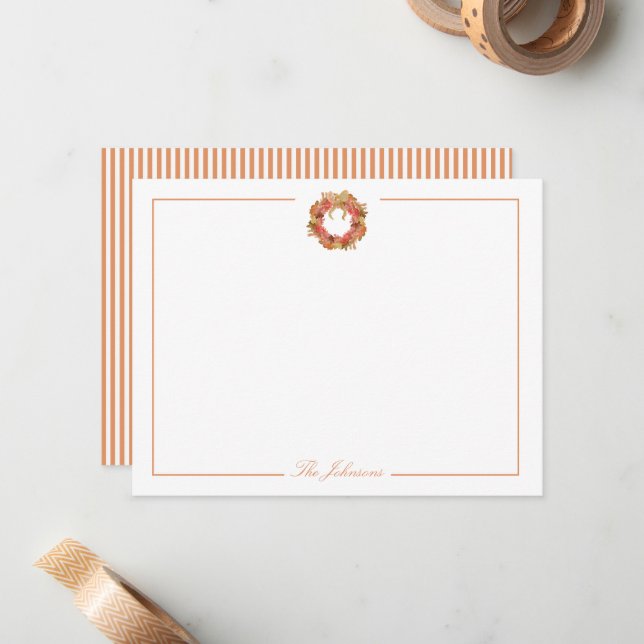 Autumn Fall Thanksgiving Personalised Stationery Card (Front/Back In Situ)